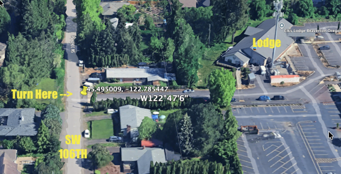 Airial map view of Elks Lodge